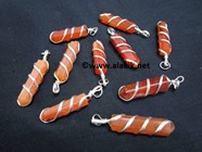 Picture of Red Cornelian Wire Wrapped Pencil Pendants