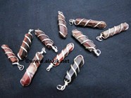 Picture of Red Tiger Wire Wrapped Pencil Pendants