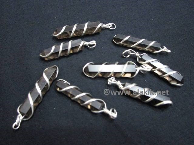 Picture of Smokey Quartz Wire Wrapped Pencil Pendants