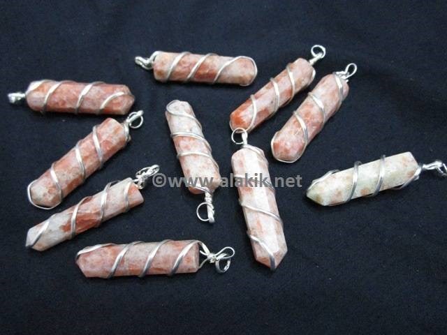Picture of Sunstone Wire Wrapped Pencil Pendants