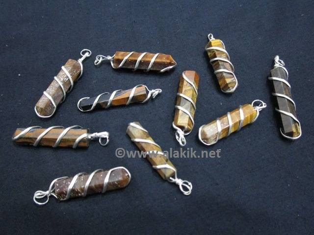 Picture of Yellow Tiger Wire Wrapped Pencil Pendants