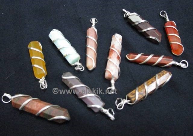 Picture of Mix Stone Wire Wrapped Pencil Pendants