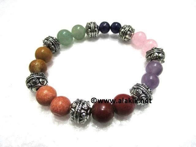 Picture of Chakra Elastic Bracelet with Beads 10mm