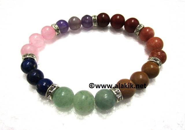 Picture of Chakra Elastic Bracelet with Diamond rings 9-10mm