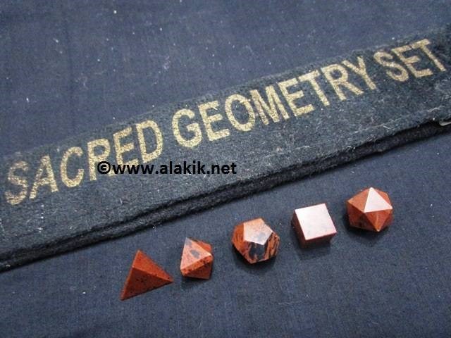 Picture of Mahogany Obsidian 5pcs Geometry set with Velvet Purse