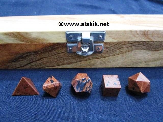 Picture of Mahogany Obsidian 5pcs Geometry set with Wooden Box