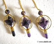 Picture of Amethyst Spinning Merkaba  Gold Pendulums