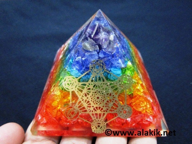 Picture of Dyed Chakra Orgone Layer with  Chakra Mandala Pyramids