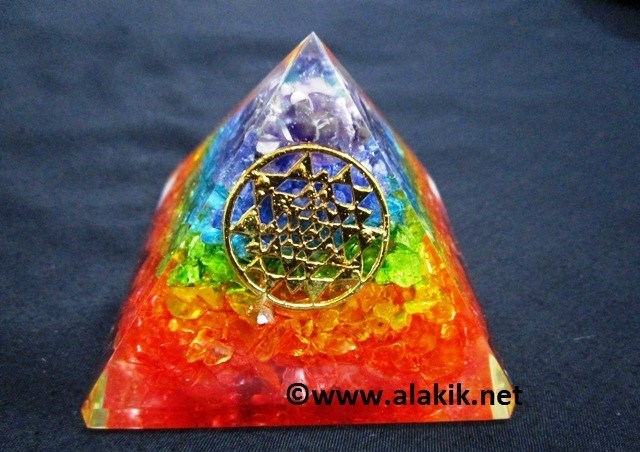 Picture of Dyed Chakra Orgone Layer with  Shreeyantra Pyramid