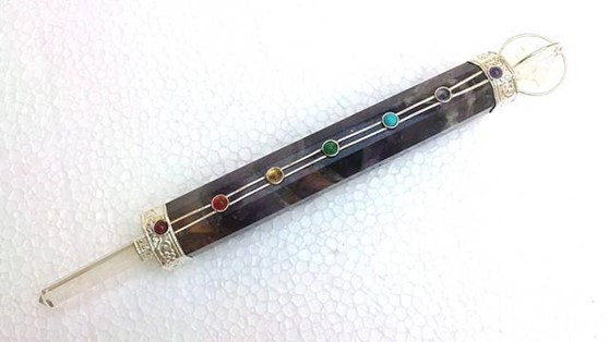 Picture of 7 Chakra Amethyst Healing stick with Spinning Merkaba