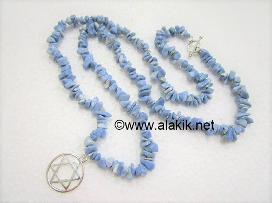 Picture of Blue Opal Chips Necklace with Pentagram
