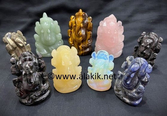 Picture of Mix Gemstone Ganesha Carved Idols