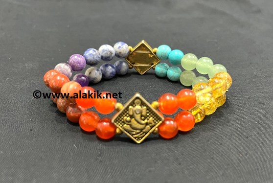 Picture of Chakra Double Line Bracelet with Ganesha Charm