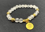 Picture of Crystal Quartz 8mm beads Bracelet with OM Charm