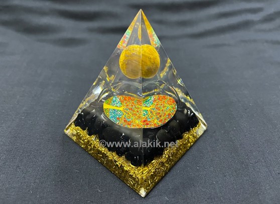 Picture of Black Nubian Orgone Pyramid with Floating Tiger Eye Ball