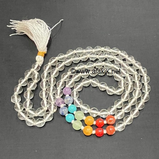 Picture of Chakra Crystal Glass Beads 8mm Notted Jap Mala