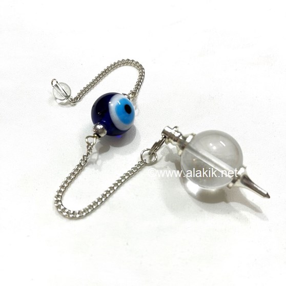 Picture of Crystal Quartz Ball Pendulum with Evil Eye Bead Chain