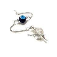 Picture of Crystal Quartz Facetted Ball Pendulum with Evil Eye Bead Chain