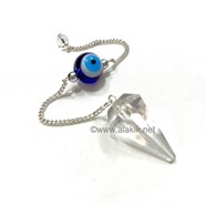 Picture of Crystal Quartz Facetted Pendulum with Evil Eye Chain