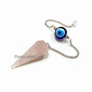 Picture of Rose Quartz Facetted Pendulum with Evil Eye Chain