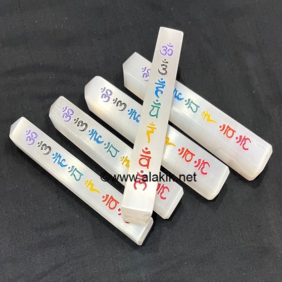 Picture of Engrave Sanskrit Colourful Selenite Towers Two