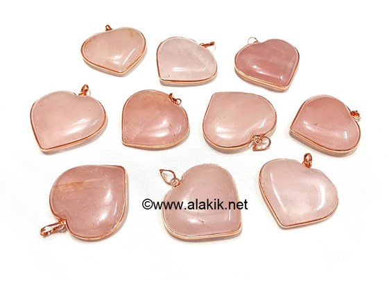 Picture of Rose Quartz Rosegold Plated Heart Ring Pendants