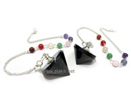 Picture of Black Tourmaline Conical Pendulums with Chakra chain