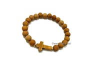 Picture of Sandalwood with Tiger Eye Cross Bracelet
