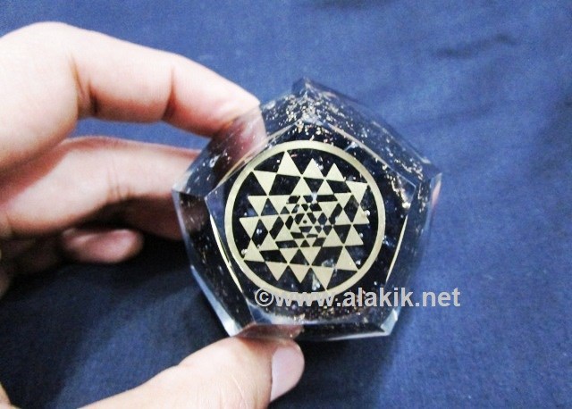 Picture of Black Tourmaline Orgone Dodecahedron With Shree Yantra