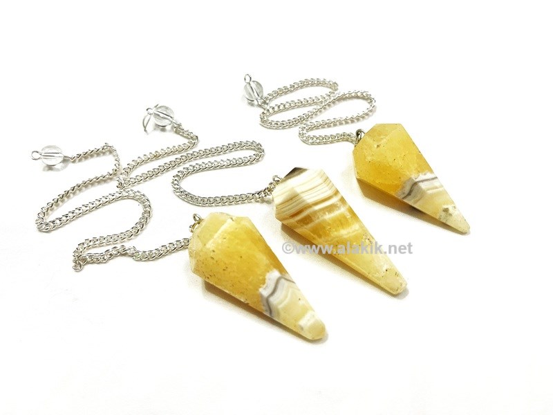 Picture of Banded Yellow Calcite Facetted Pendulum