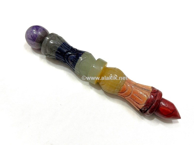 Picture of Bonded Chakra Carved Healing Wand