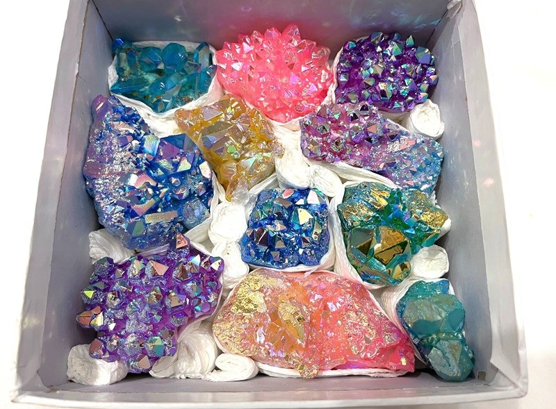 Picture of Multi Colour Angel Aura Quartz Specimen Box