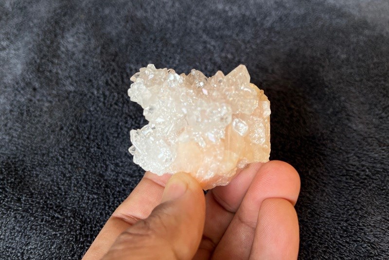 Picture of Lustrous Apophyllite Specimen on Orange Stilbite