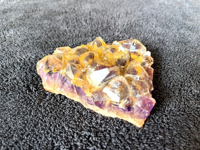 Picture of Beautiful Yellow Amethyst Cluster with Calcite Cavities